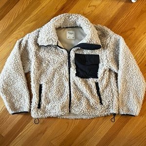 Abercrombie Sherpa cinched waist women’s full zip jacket